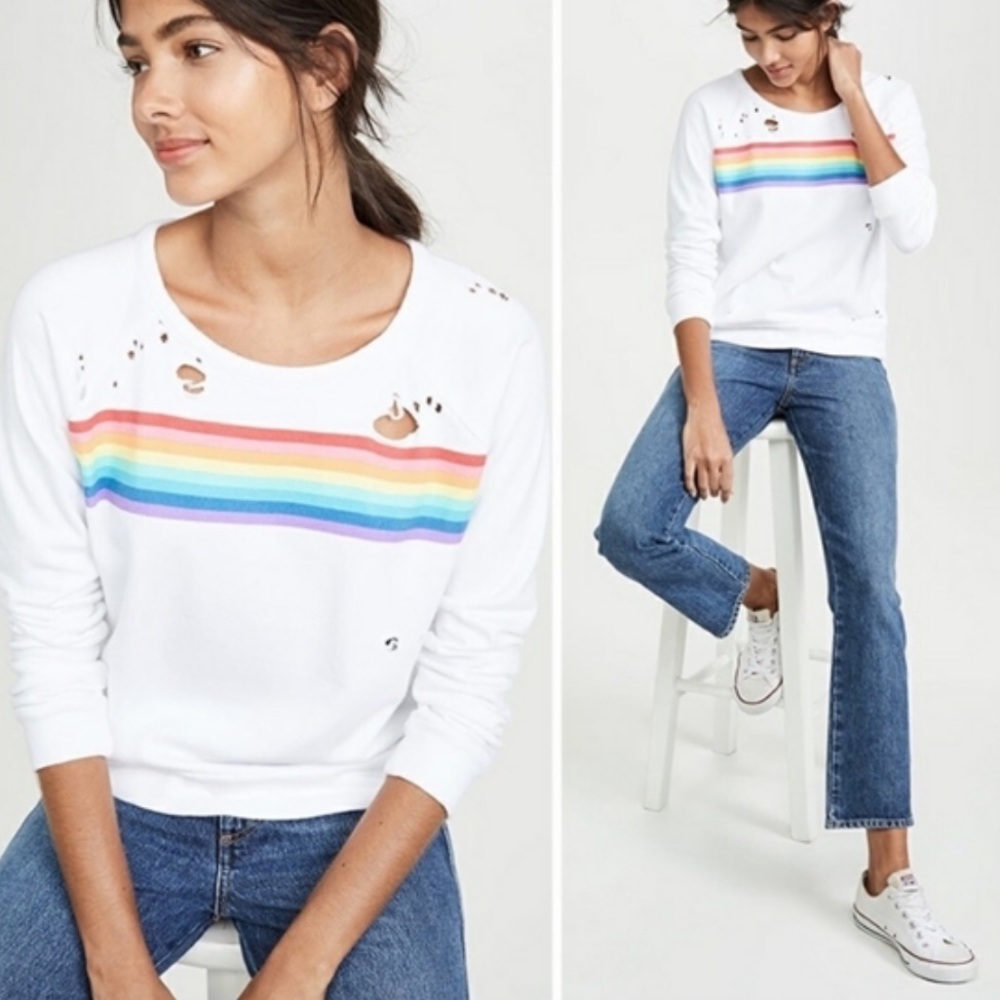 CHASER rainbow 🌈 distressed sweatshirt